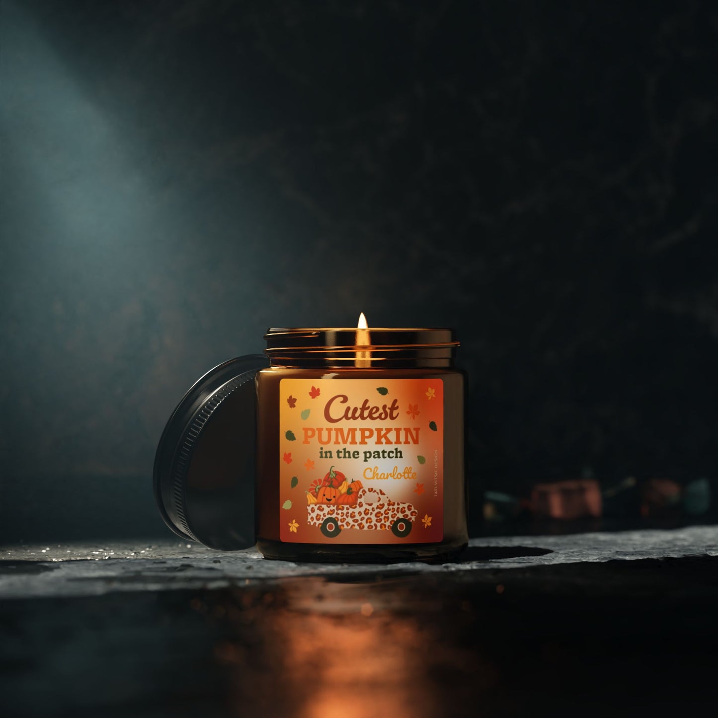Custom Name Fall Scented Soy Candle (Brown Glass Jar) - Cutest Pumpkin in the Patch