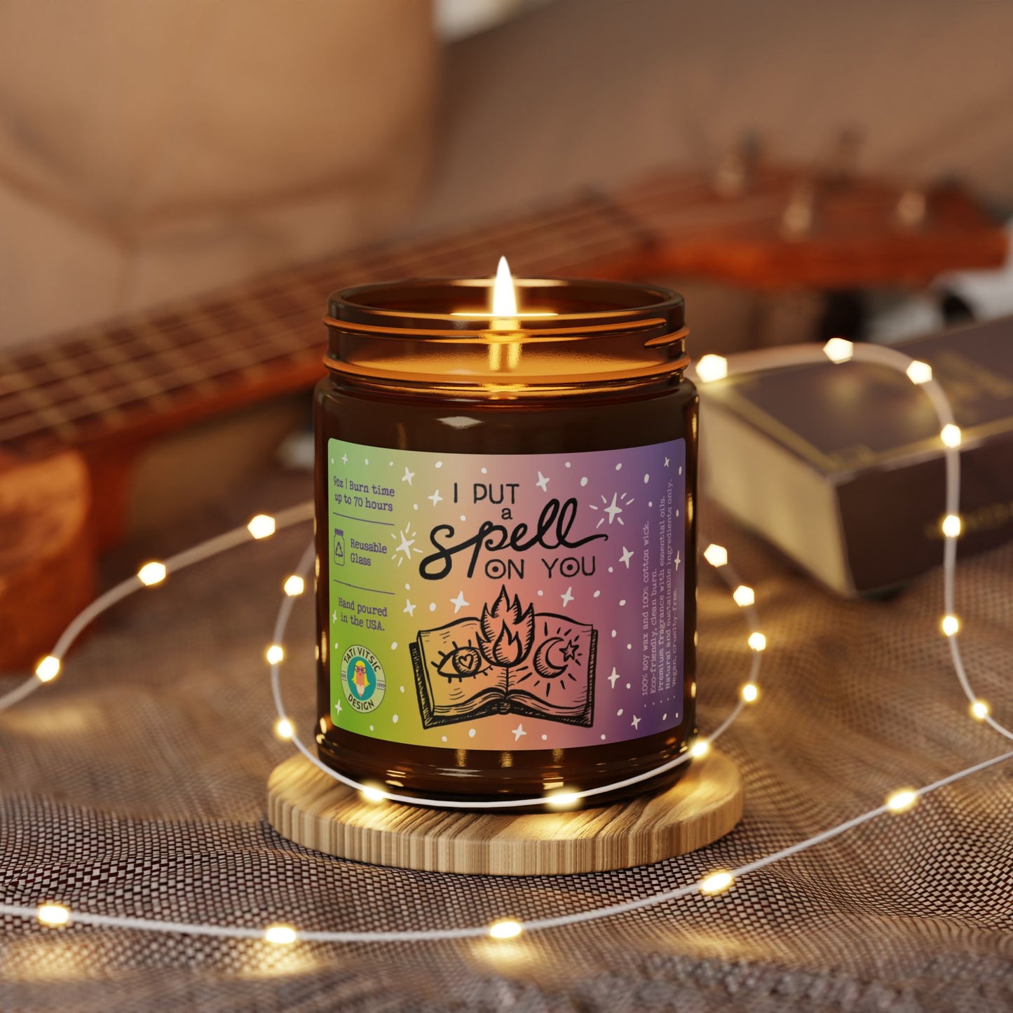 Scented Soy Candle (Brown Glass Jar) Great for Halloween - I Put a Spell on You