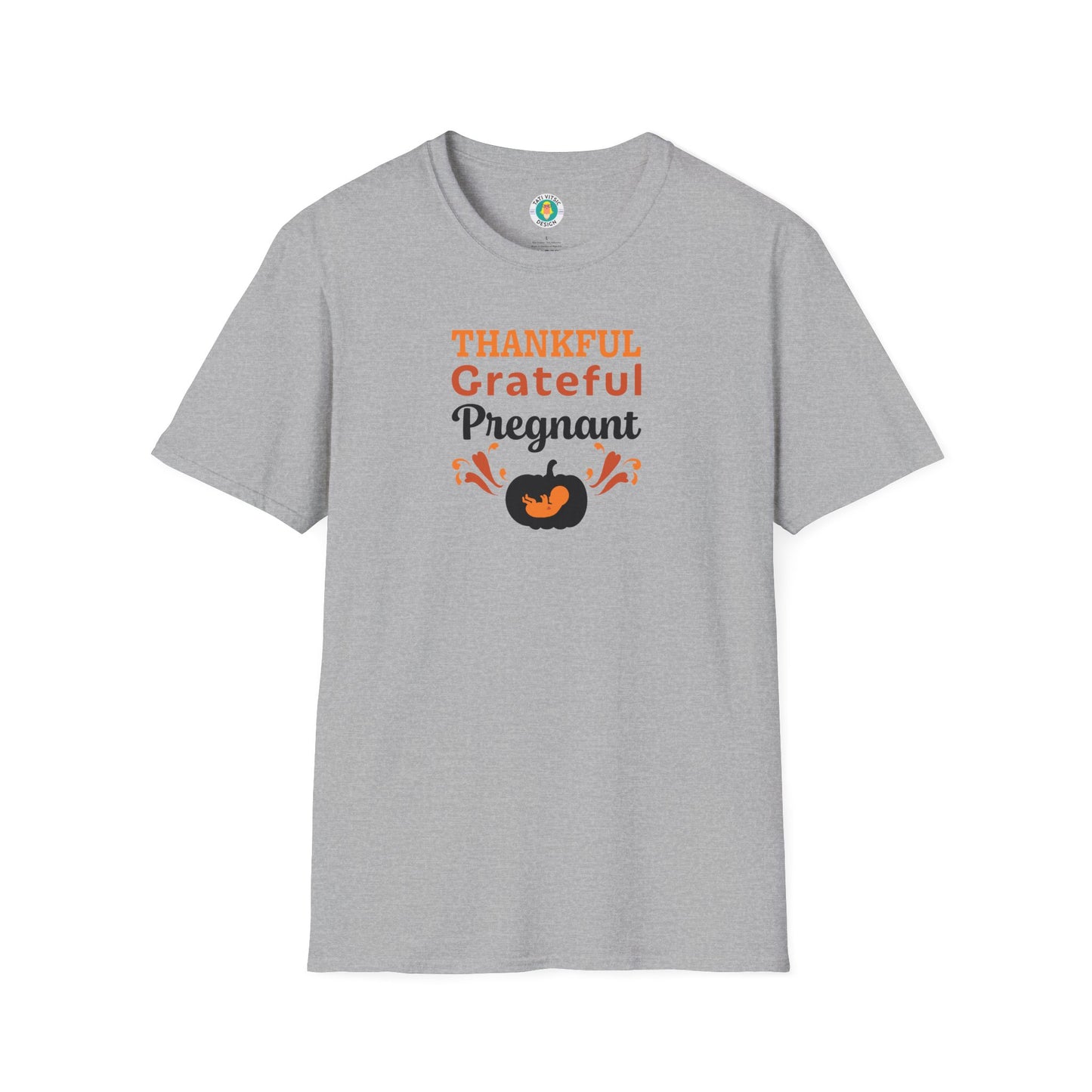 Thankful Grateful Pregnant T-Shirt - Thanksgiving Pregnancy Announcement