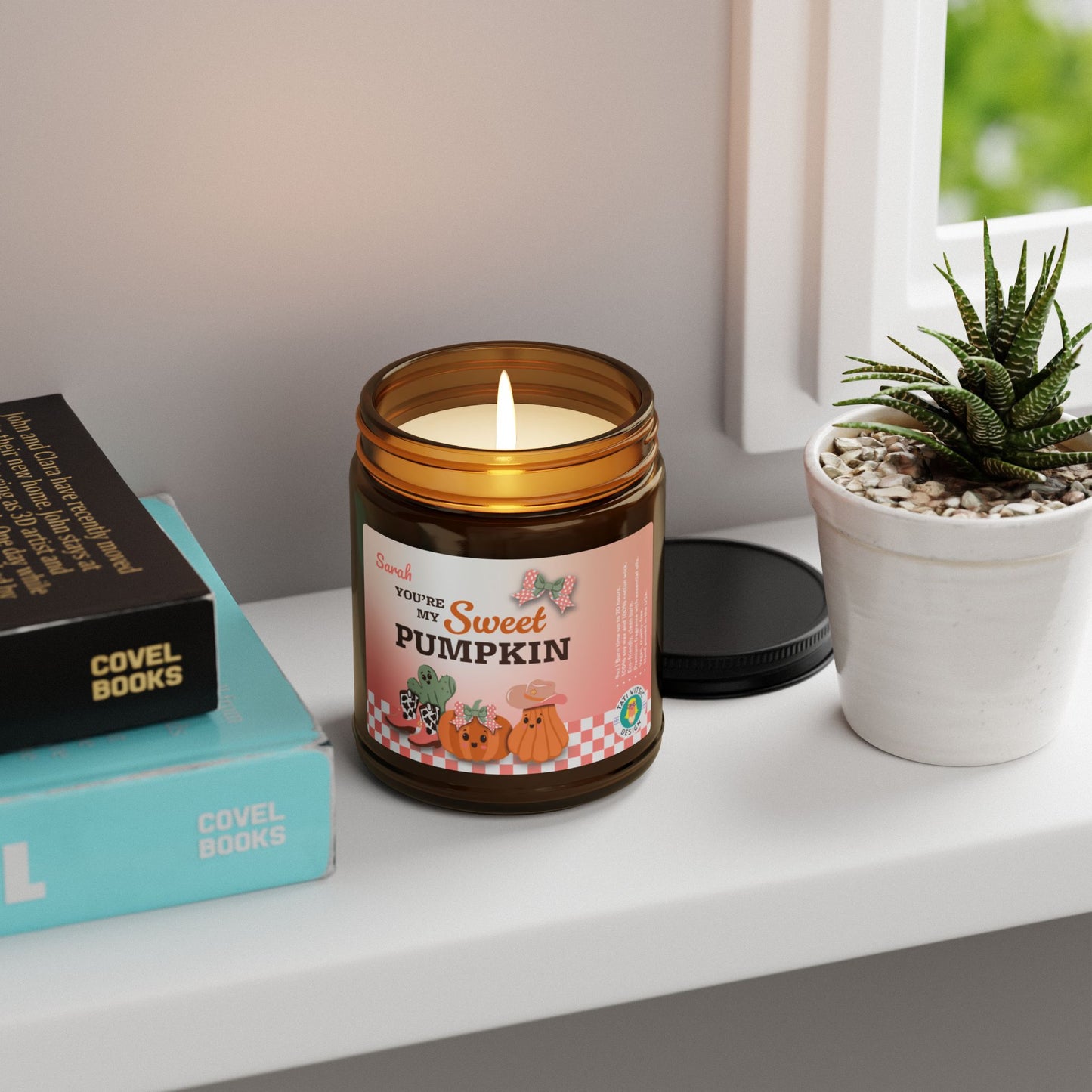 Custom Name Scented Soy Candle (Brown Glass Jar) - You're my Sweet Pumpkin