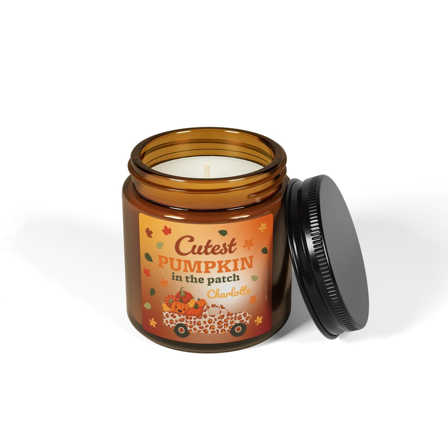 Custom Name Fall Scented Soy Candle (Brown Glass Jar) - Cutest Pumpkin in the Patch