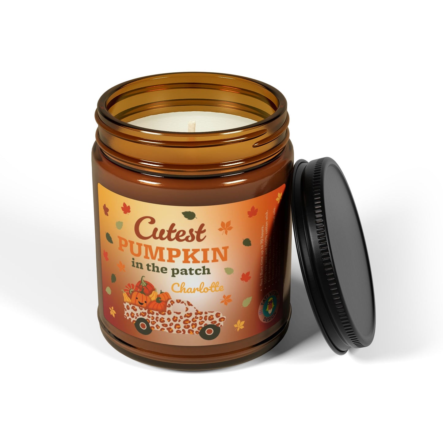 Custom Name Fall Scented Soy Candle (Brown Glass Jar) - Cutest Pumpkin in the Patch
