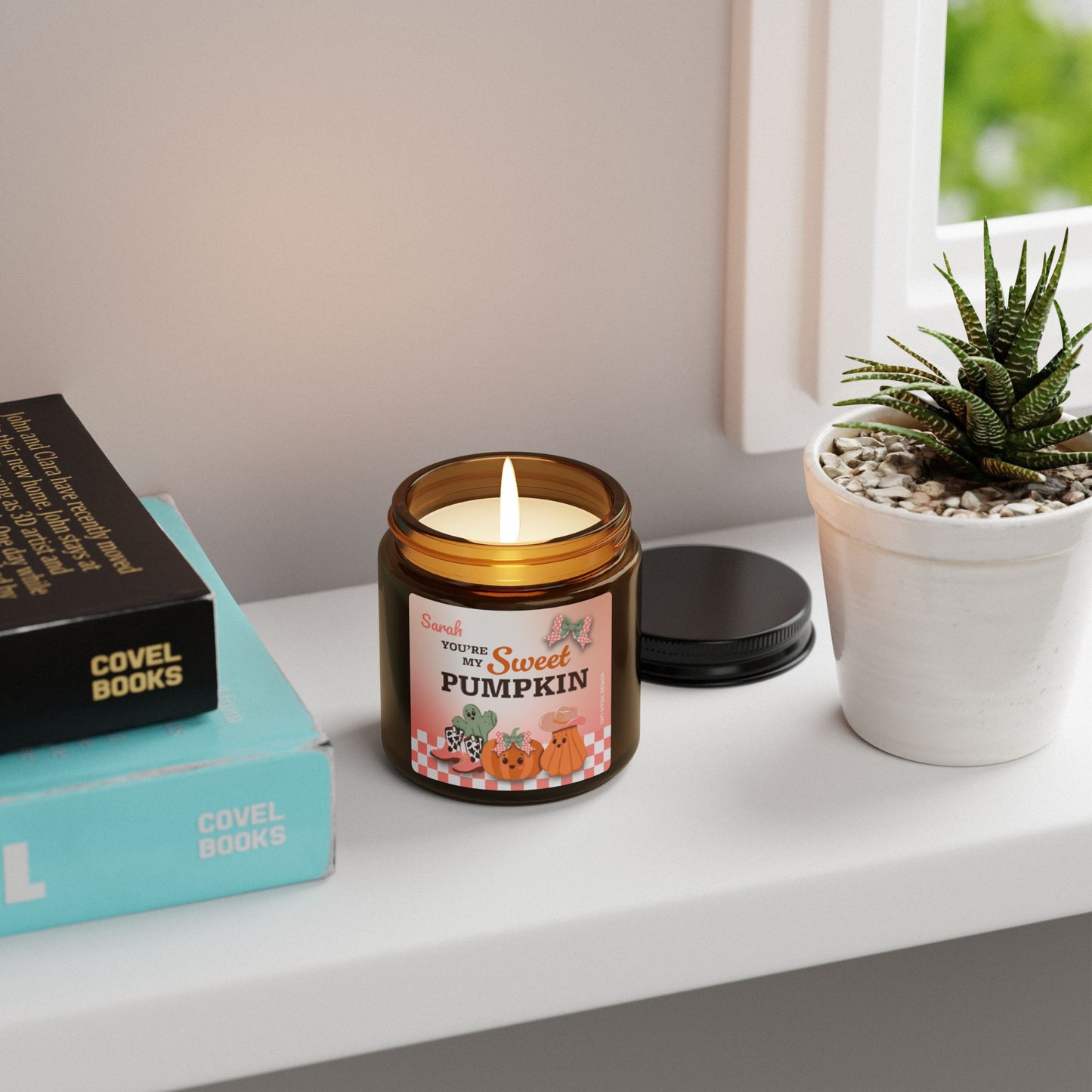 Custom Name Scented Soy Candle (Brown Glass Jar) - You're my Sweet Pumpkin