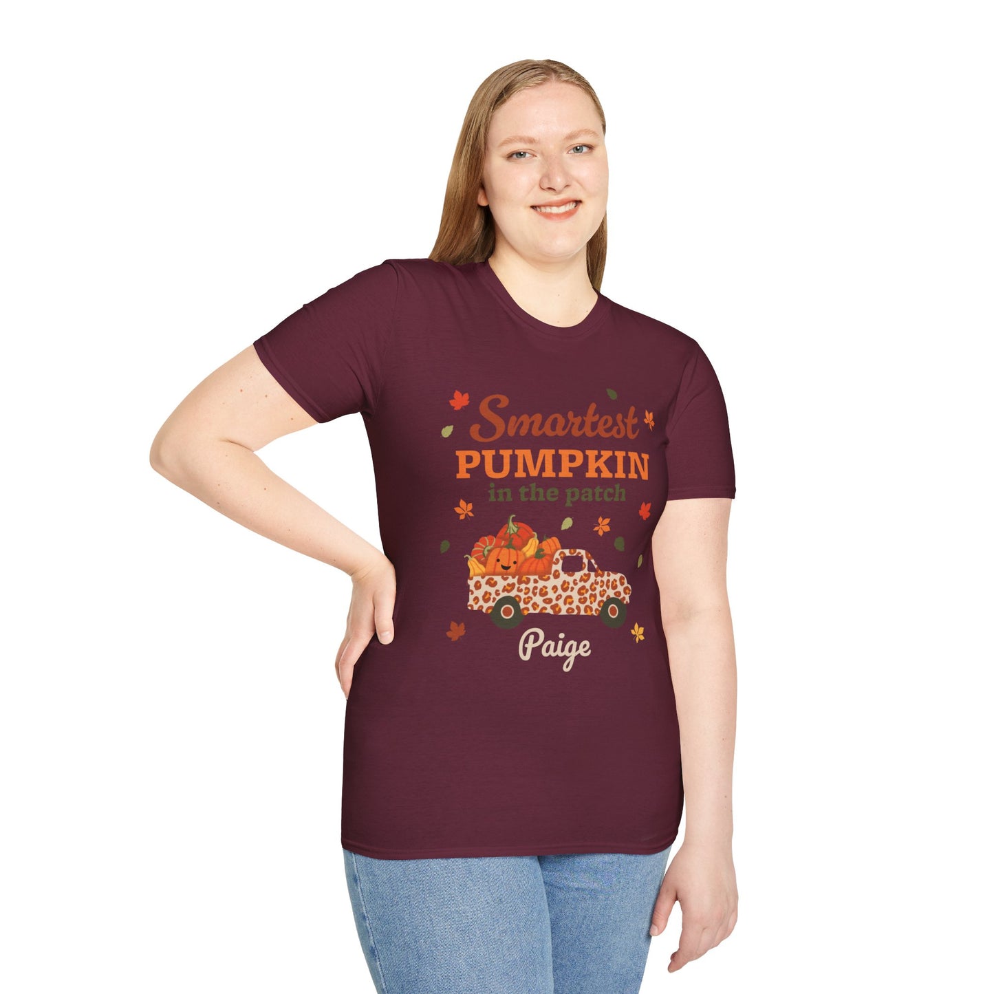 Custom Name Fall Unisex T-Shirt - Smartest Pumpkin in the Patch