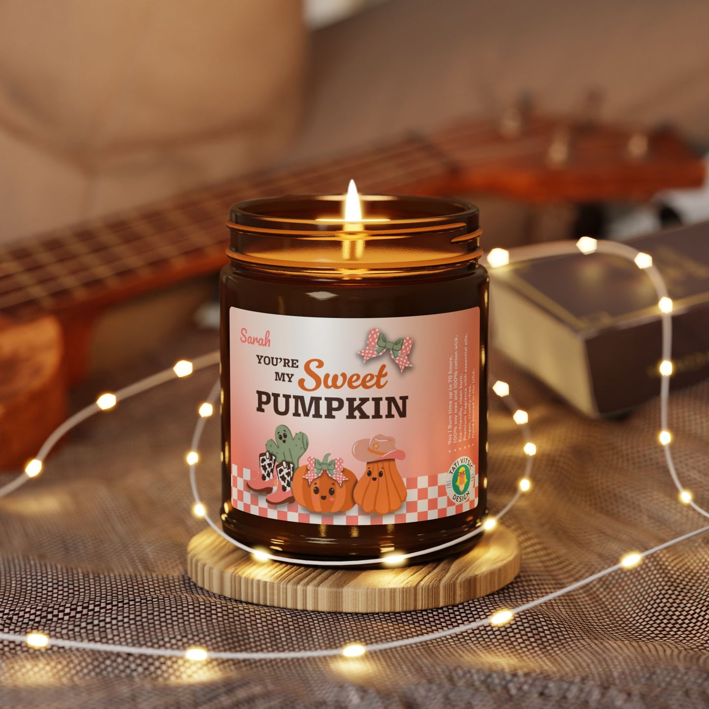 Custom Name Scented Soy Candle (Brown Glass Jar) - You're my Sweet Pumpkin