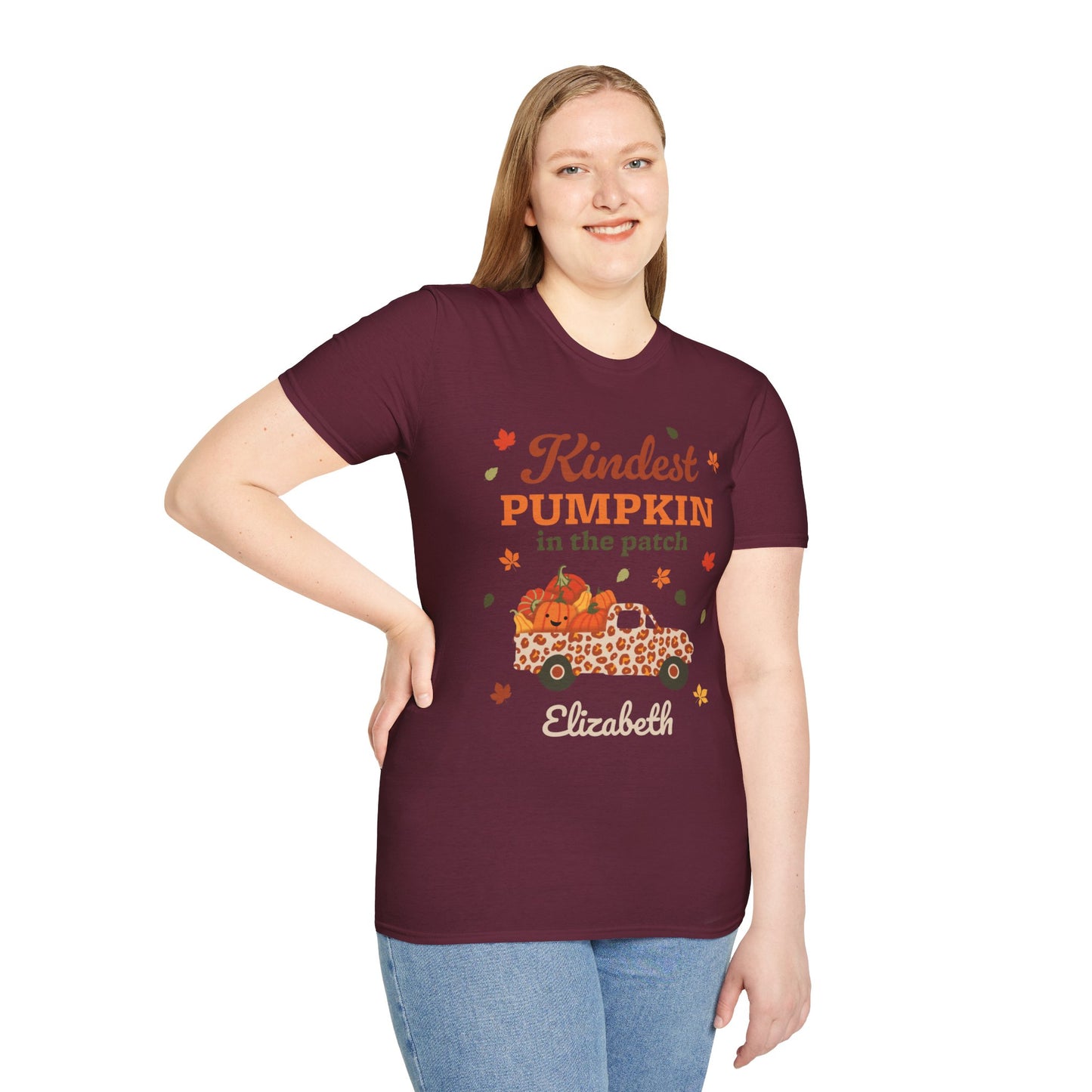 Custom Name Fall Unisex T-Shirt - Kindest Pumpkin in the Patch