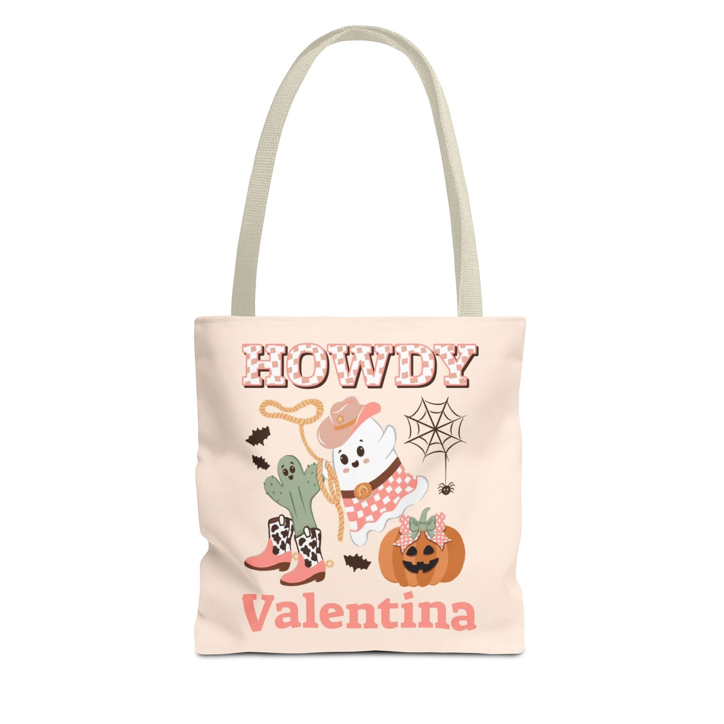 Nome personalizado Halloween Howdy Tote Bag - Bege