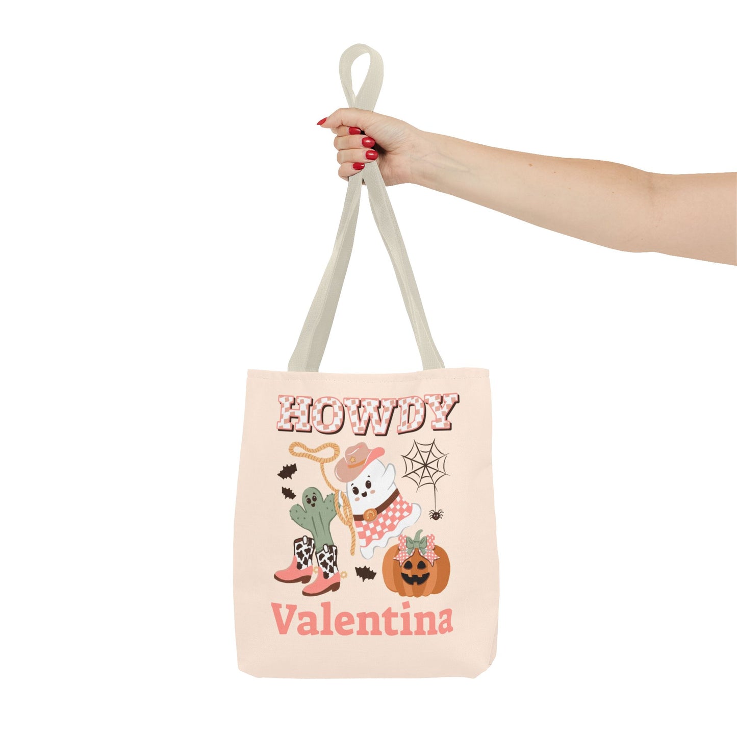 Nome personalizado Halloween Howdy Tote Bag - Bege