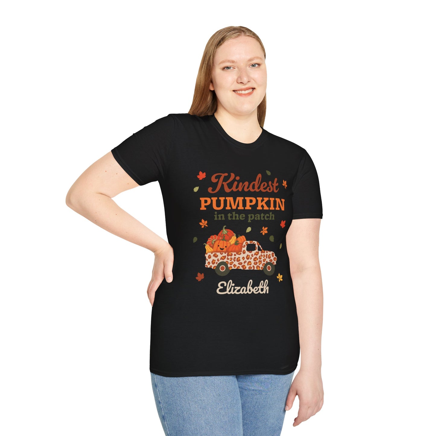Custom Name Fall Unisex T-Shirt - Kindest Pumpkin in the Patch