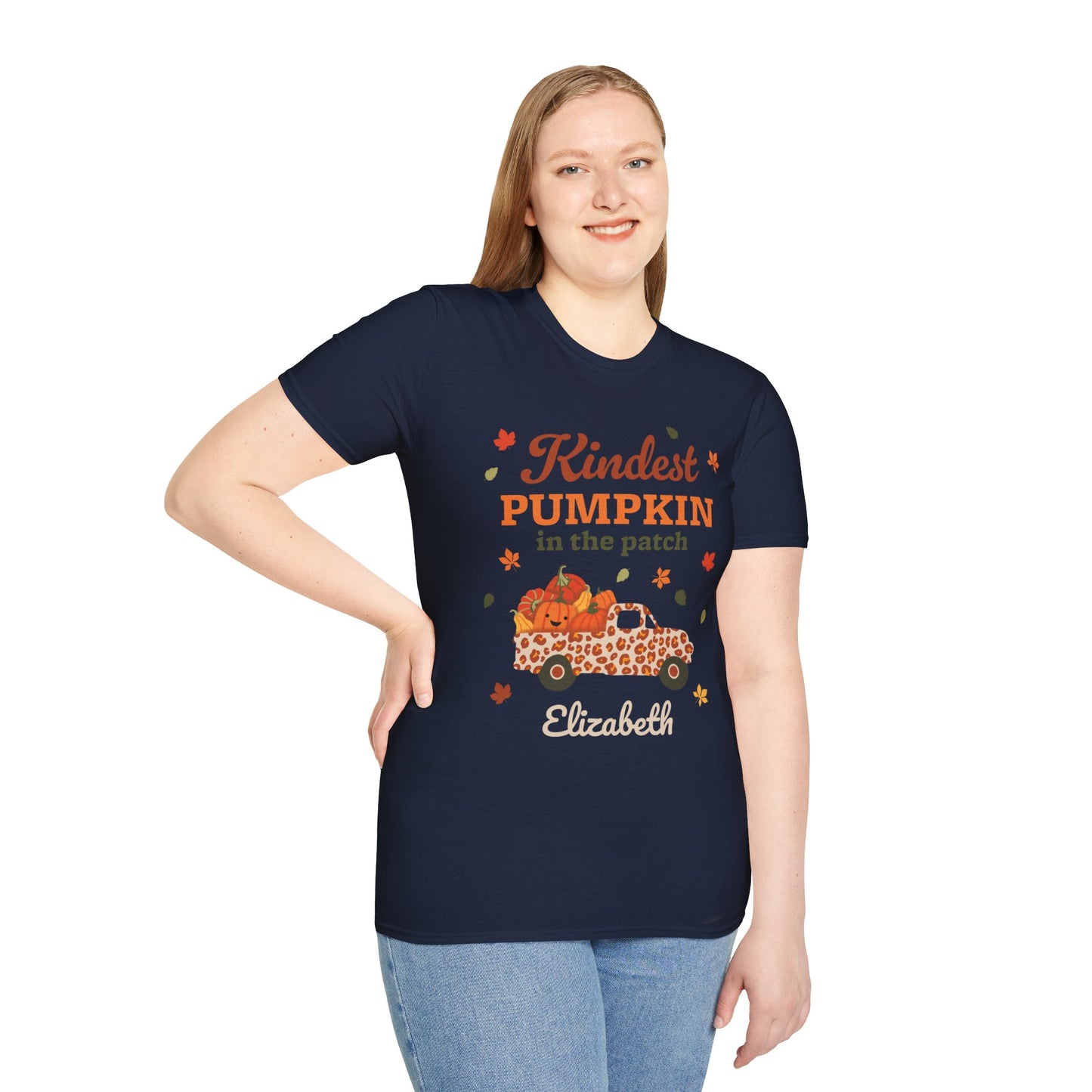 Custom Name Fall Unisex T-Shirt - Kindest Pumpkin in the Patch