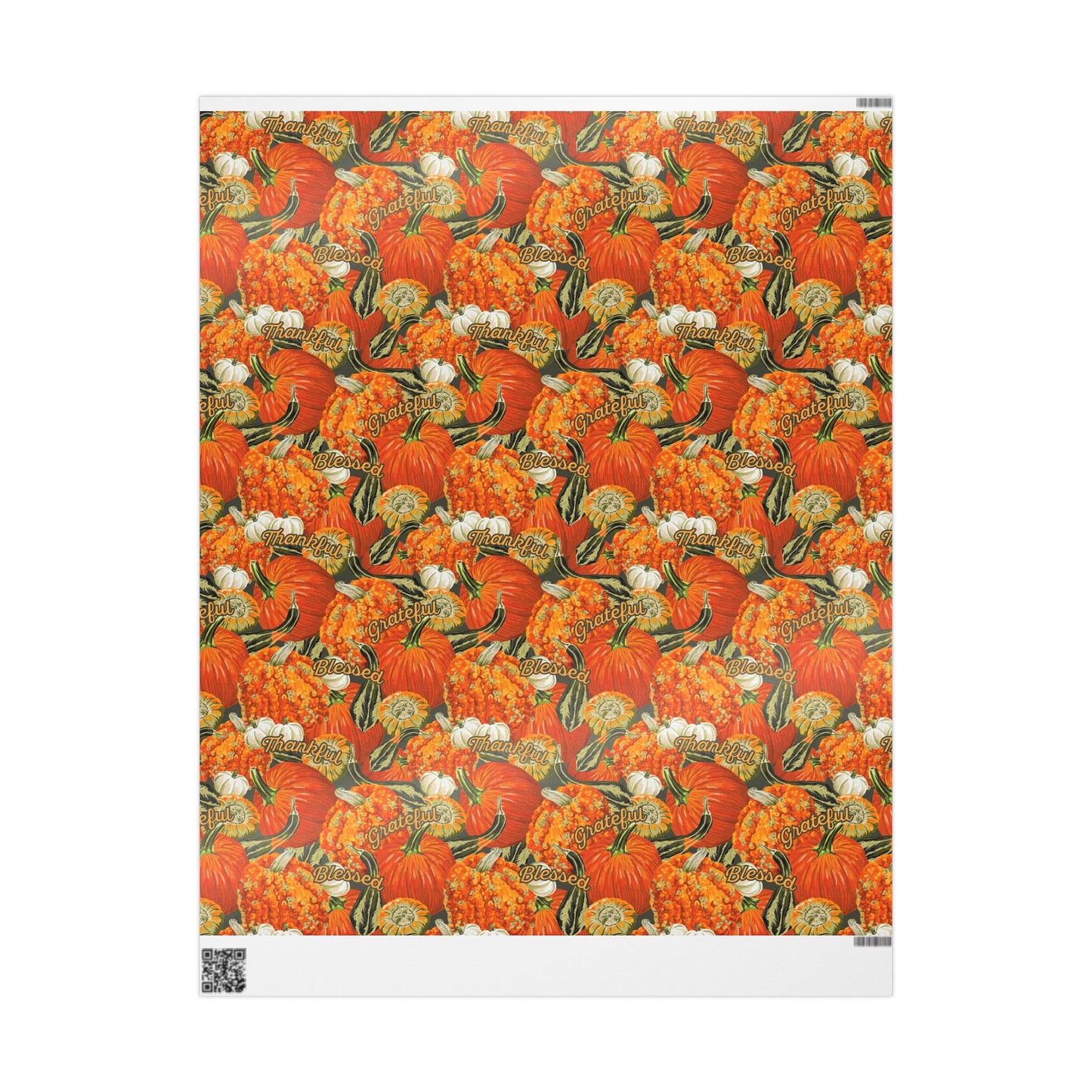 Fall Pumpkins Wrapping Paper - Thankful, Grateful, Blessed