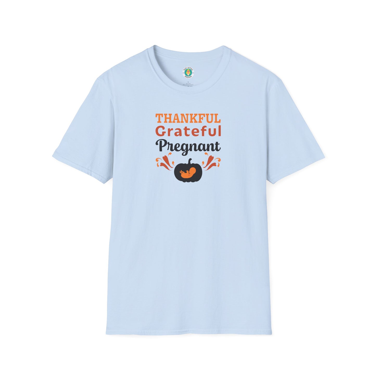 Thankful Grateful Pregnant T-Shirt - Thanksgiving Pregnancy Announcement