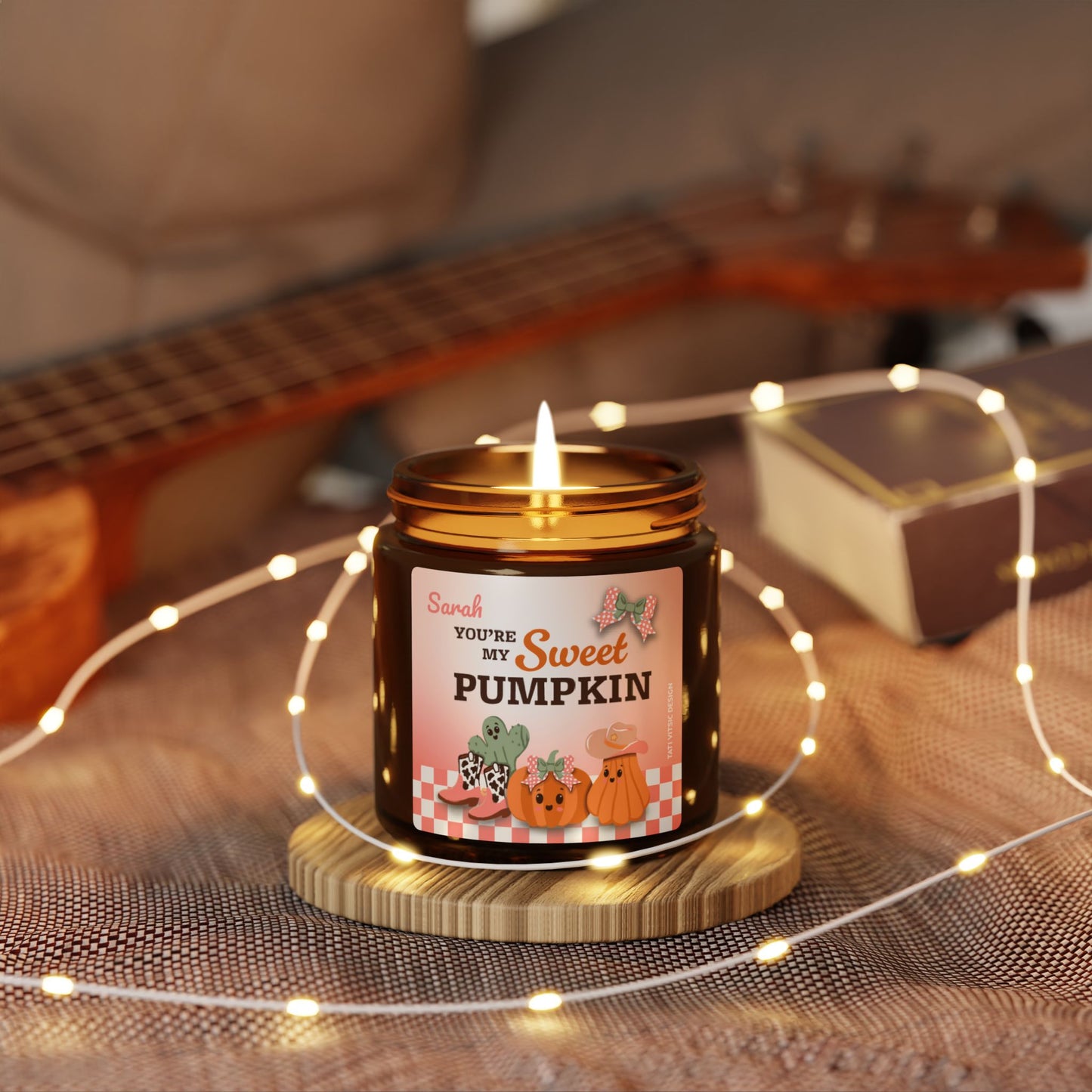 Custom Name Scented Soy Candle (Brown Glass Jar) - You're my Sweet Pumpkin
