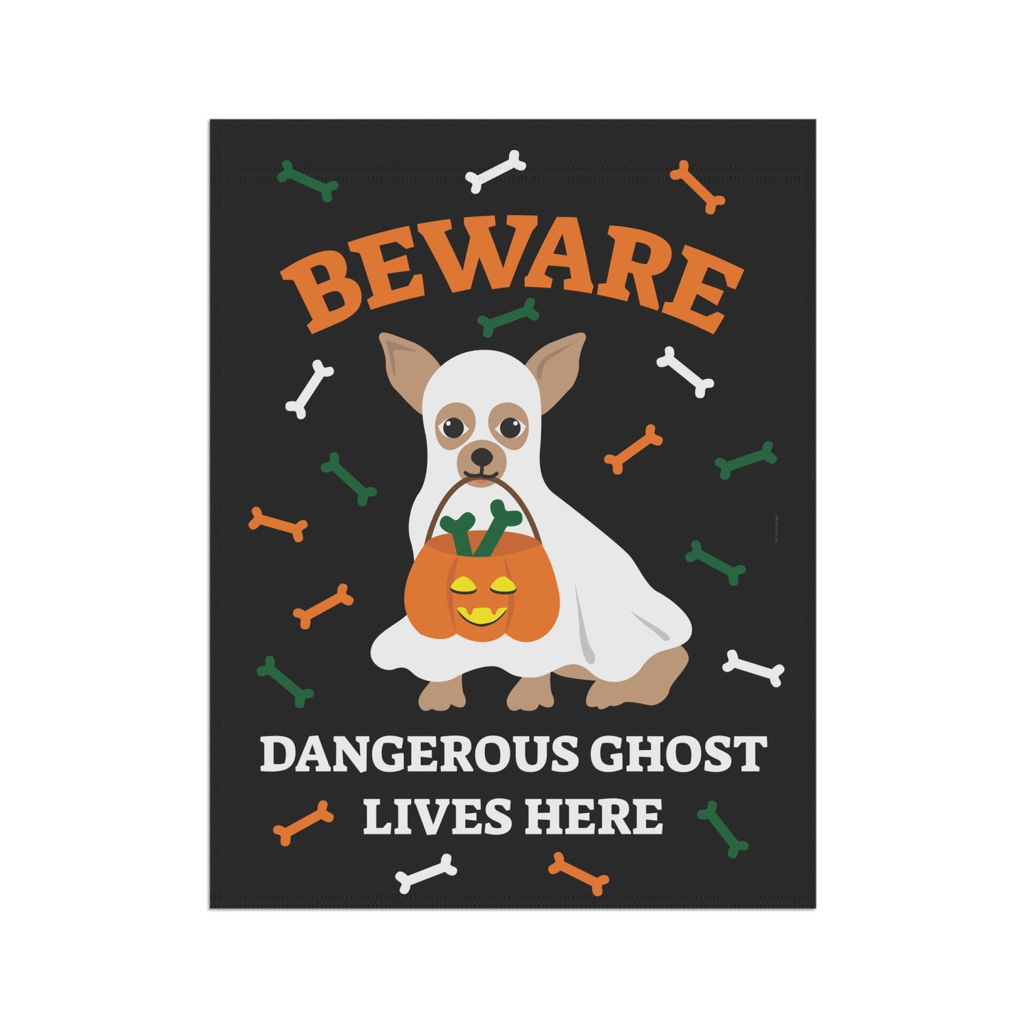 Banner de Halloween para jardim e casa - Cuidado, fantasma perigoso mora aqui