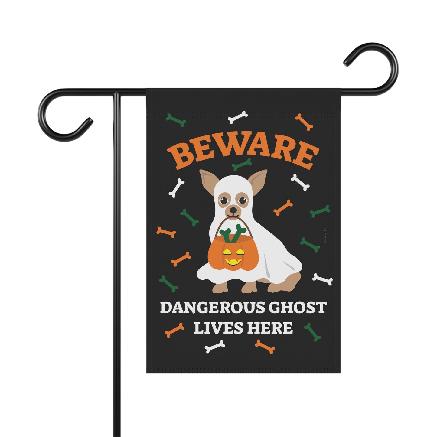 Banner de Halloween para jardim e casa - Cuidado, fantasma perigoso mora aqui