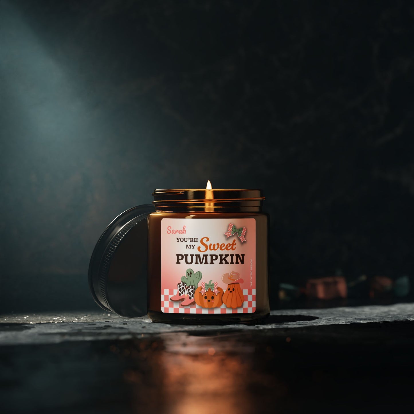 Custom Name Scented Soy Candle (Brown Glass Jar) - You're my Sweet Pumpkin