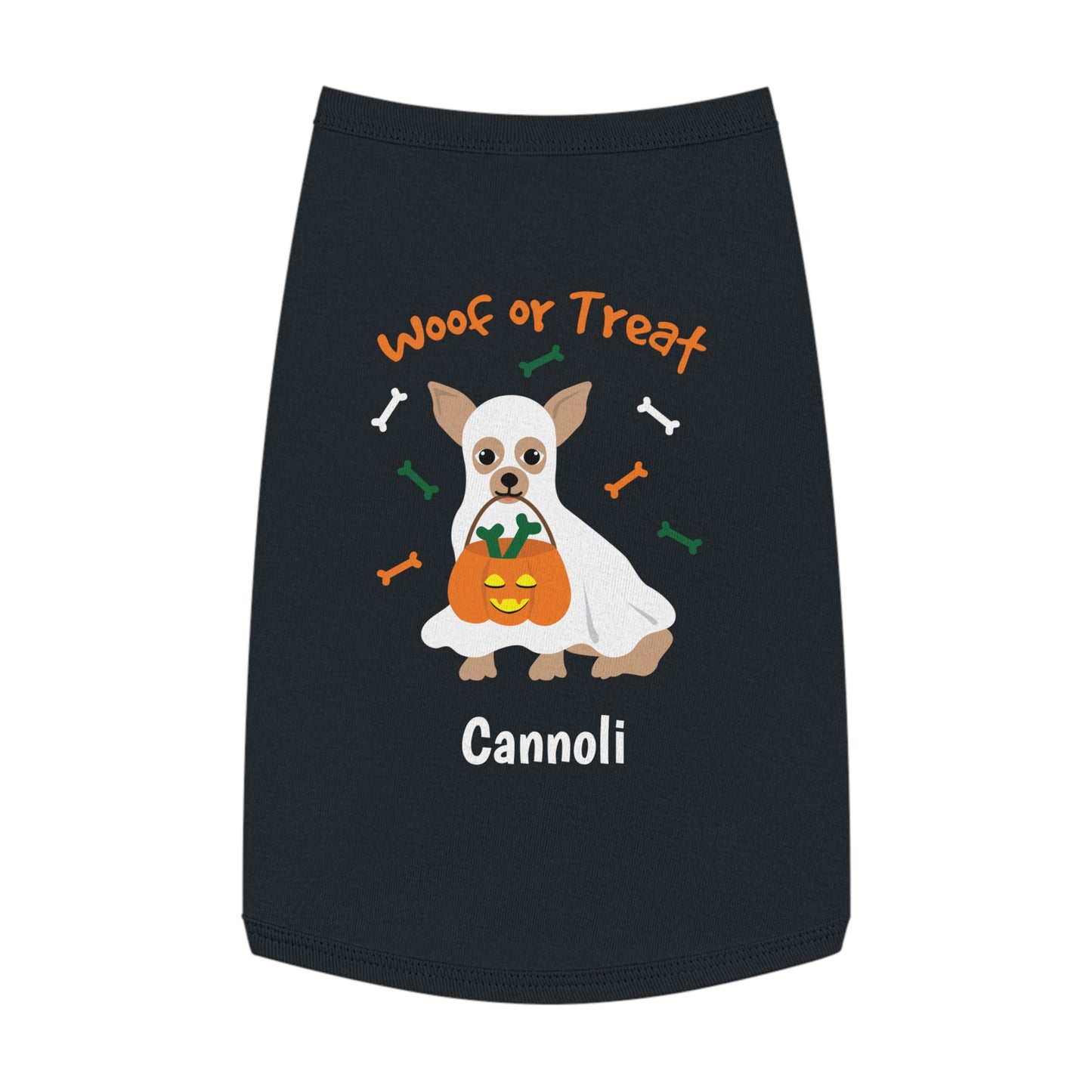 Camiseta regata personalizada para animais de estimação de Halloween com nome