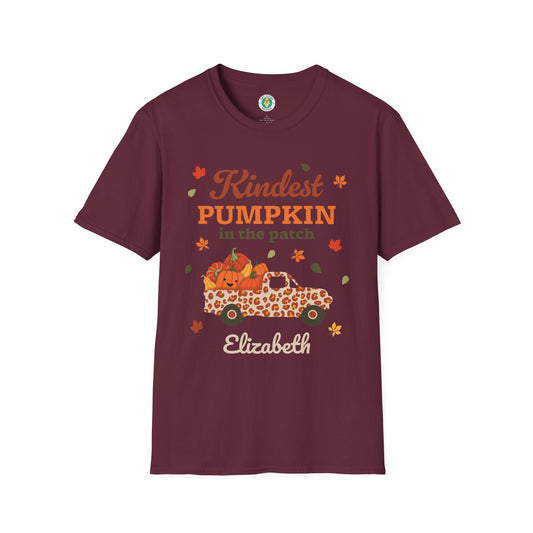 Custom Name Fall Unisex T-Shirt - Kindest Pumpkin in the Patch