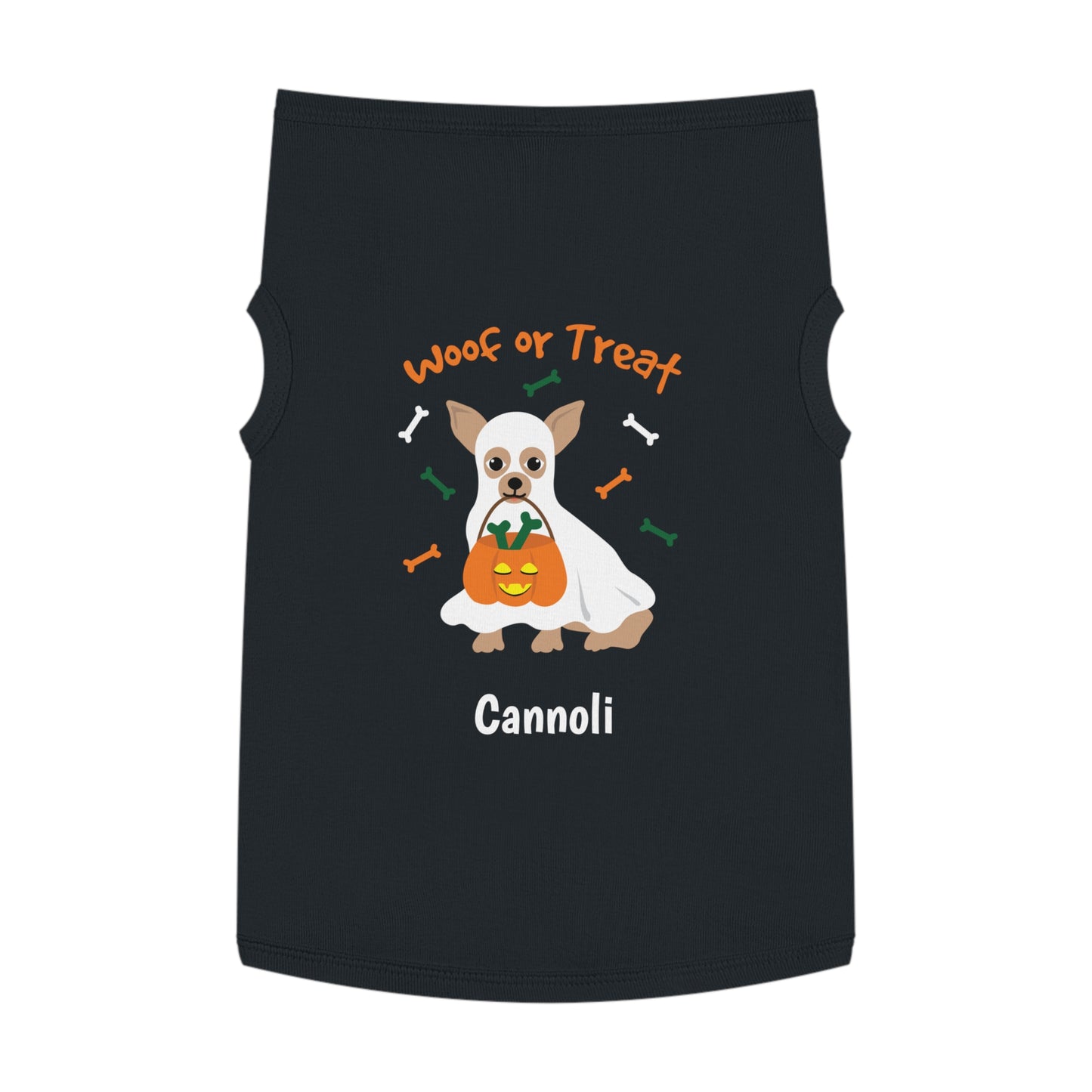 Camiseta regata personalizada para animais de estimação de Halloween com nome