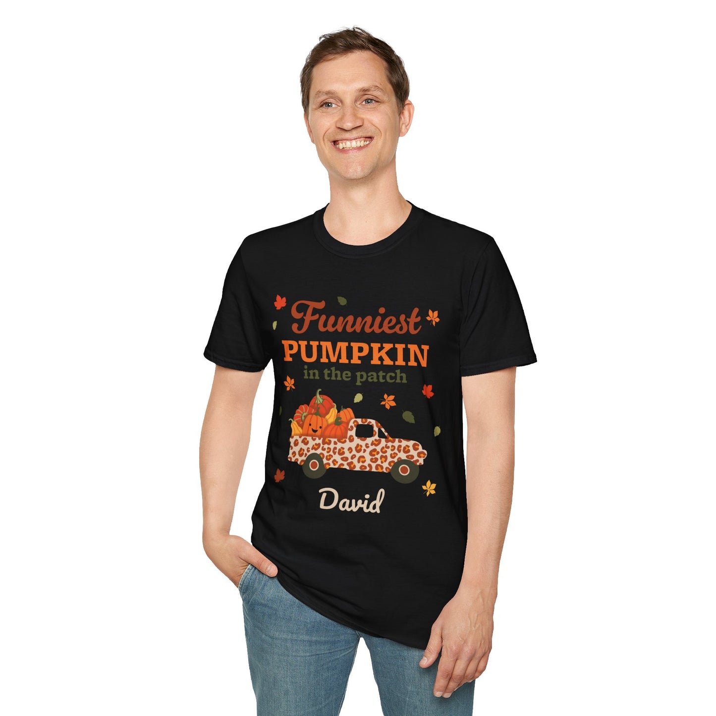 Custom Name Fall Unisex T-Shirt - Funniest Pumpkin in the Patch