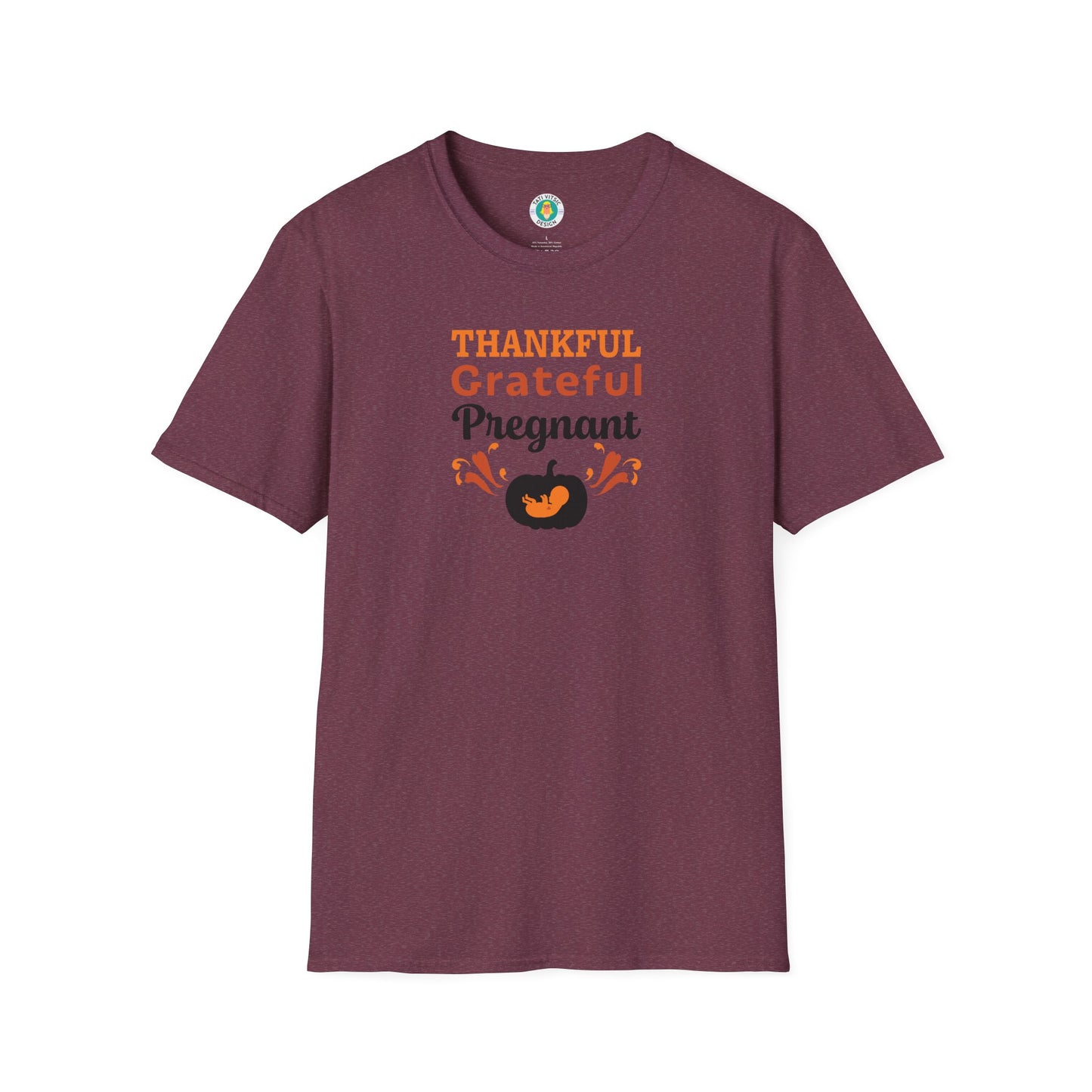 Thankful Grateful Pregnant T-Shirt - Thanksgiving Pregnancy Announcement