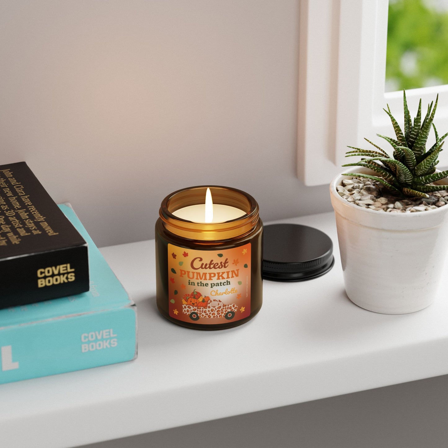 Custom Name Fall Scented Soy Candle (Brown Glass Jar) - Cutest Pumpkin in the Patch
