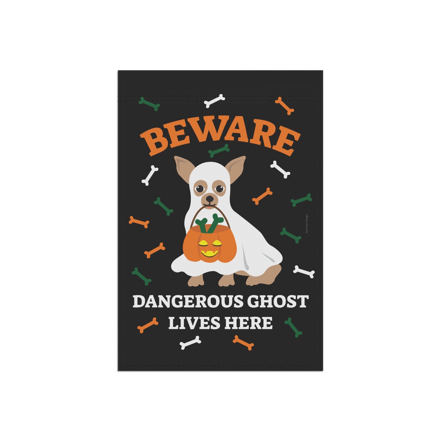 Banner de Halloween para jardim e casa - Cuidado, fantasma perigoso mora aqui