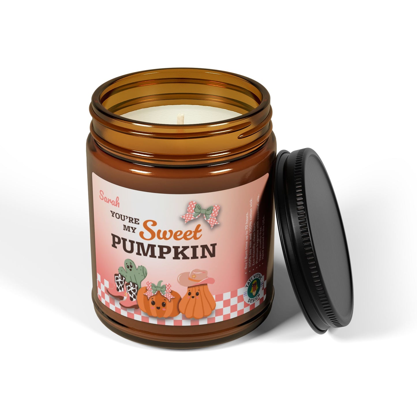 Custom Name Scented Soy Candle (Brown Glass Jar) - You're my Sweet Pumpkin