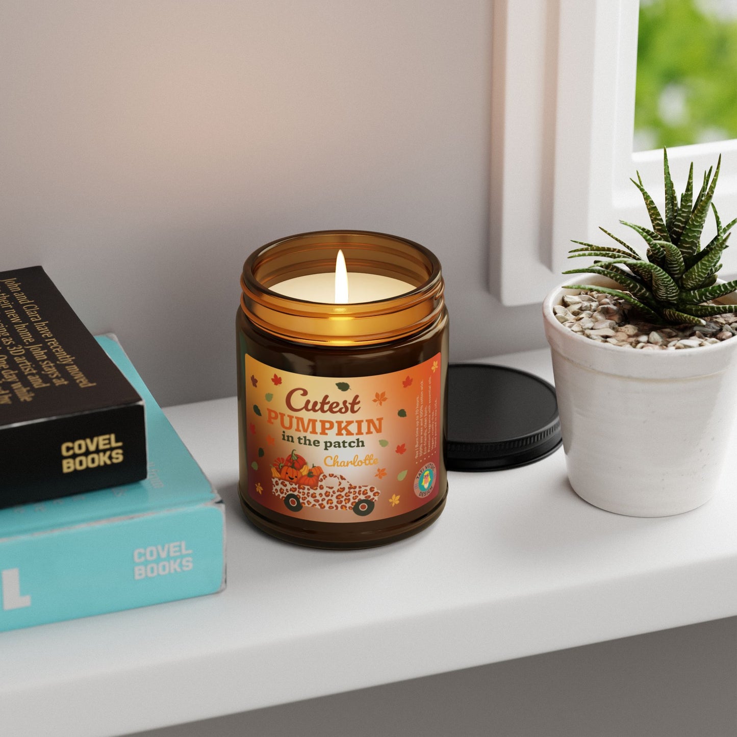 Custom Name Fall Scented Soy Candle (Brown Glass Jar) - Cutest Pumpkin in the Patch