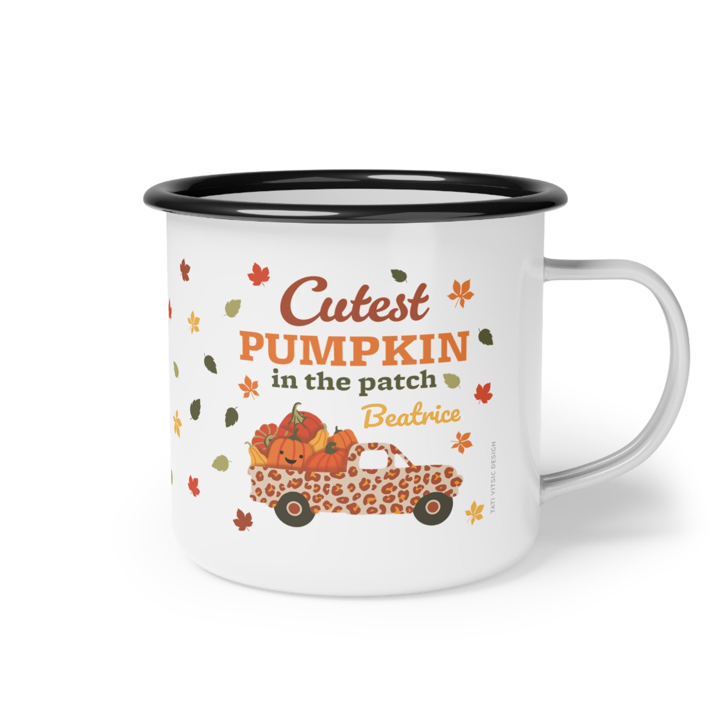 Customized Name Enamel Mug (12oz) - Cutest Pumpkin in the Patch