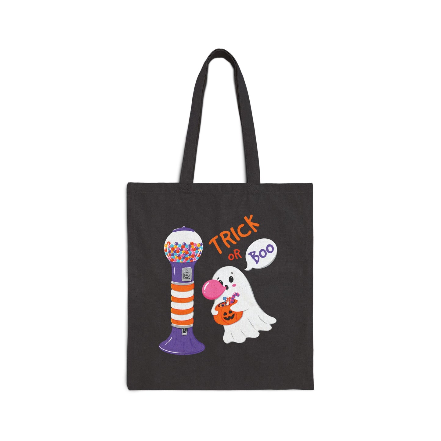 Halloween Trick or Boo Cotton Canvas Tote Bag - Black
