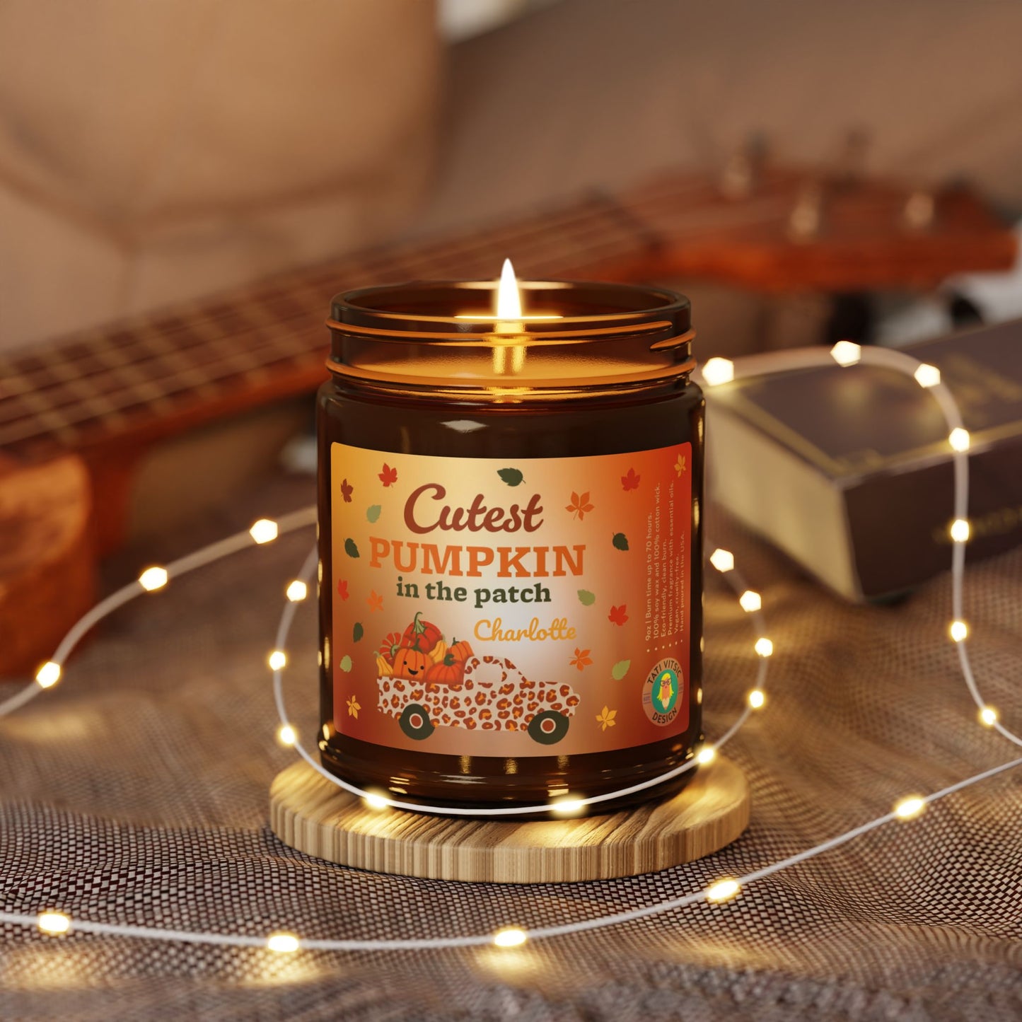 Custom Name Fall Scented Soy Candle (Brown Glass Jar) - Cutest Pumpkin in the Patch