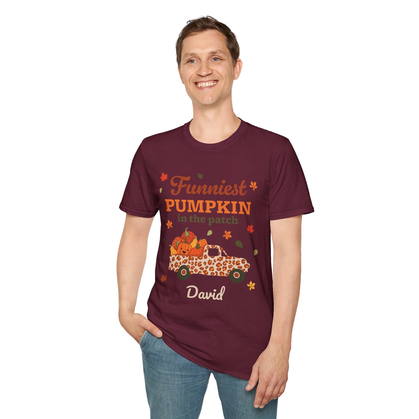 Custom Name Fall Unisex T-Shirt - Funniest Pumpkin in the Patch
