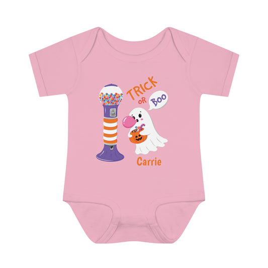 Custom Name Halloween Trick or Boo Baby Rib Bodysuit
