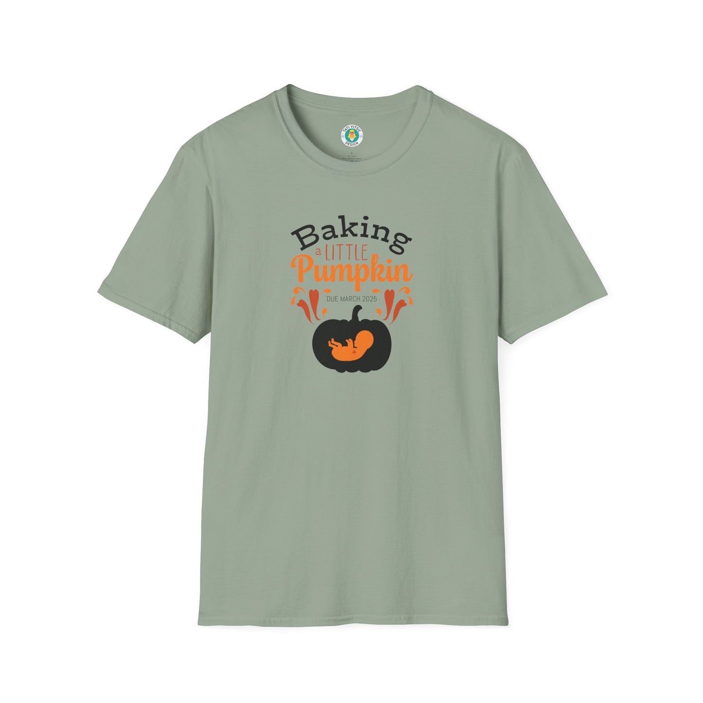 Baking a Little Pumpkin T-Shirt - Thanksgiving Pregnancy Announcement with Custom Due Date