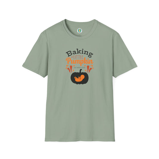 Baking a Little Pumpkin T-Shirt - Thanksgiving Pregnancy Announcement with Custom Due Date