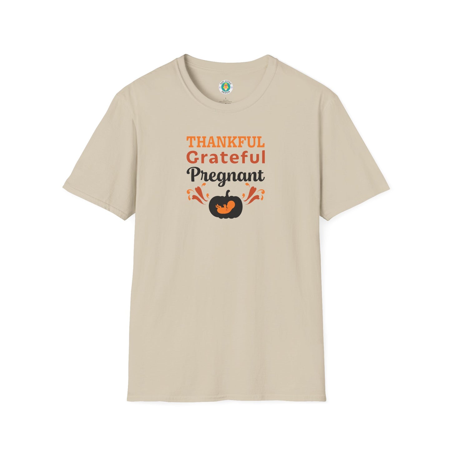 Thankful Grateful Pregnant T-Shirt - Thanksgiving Pregnancy Announcement