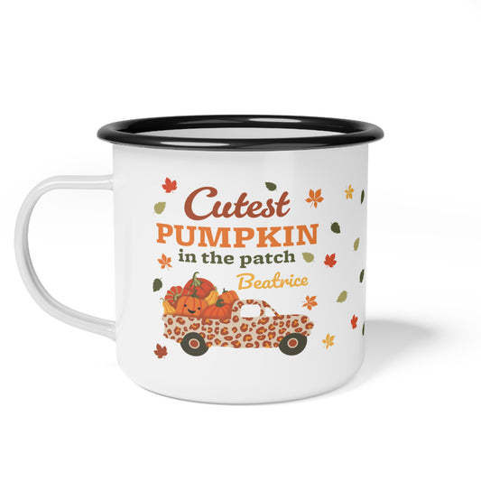Customized Name Enamel Mug (12oz) - Cutest Pumpkin in the Patch