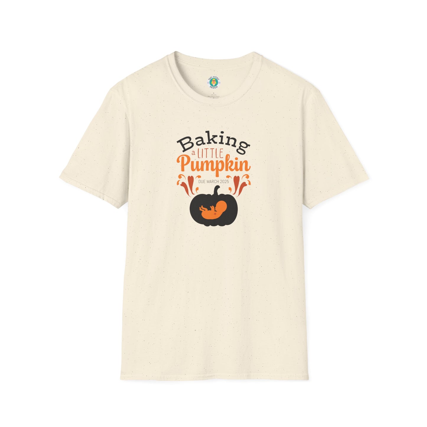 Baking a Little Pumpkin T-Shirt - Thanksgiving Pregnancy Announcement with Custom Due Date