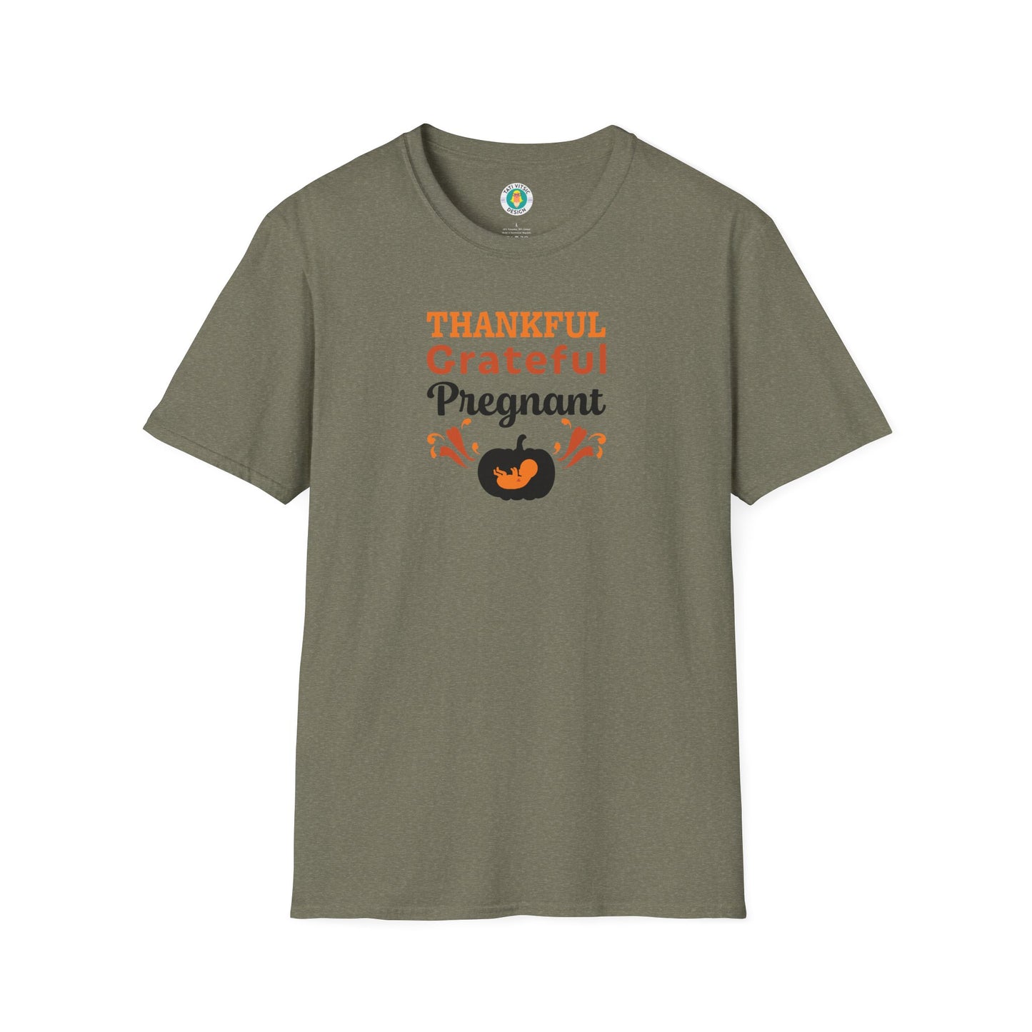 Thankful Grateful Pregnant T-Shirt - Thanksgiving Pregnancy Announcement