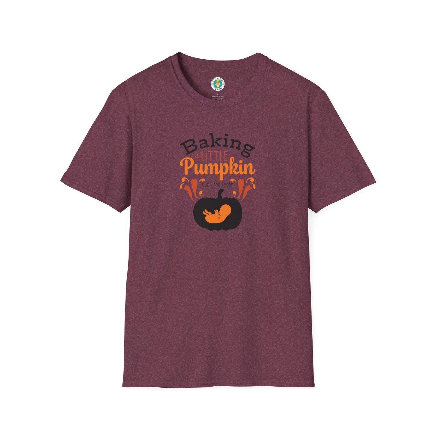 Baking a Little Pumpkin T-Shirt - Thanksgiving Pregnancy Announcement with Custom Due Date