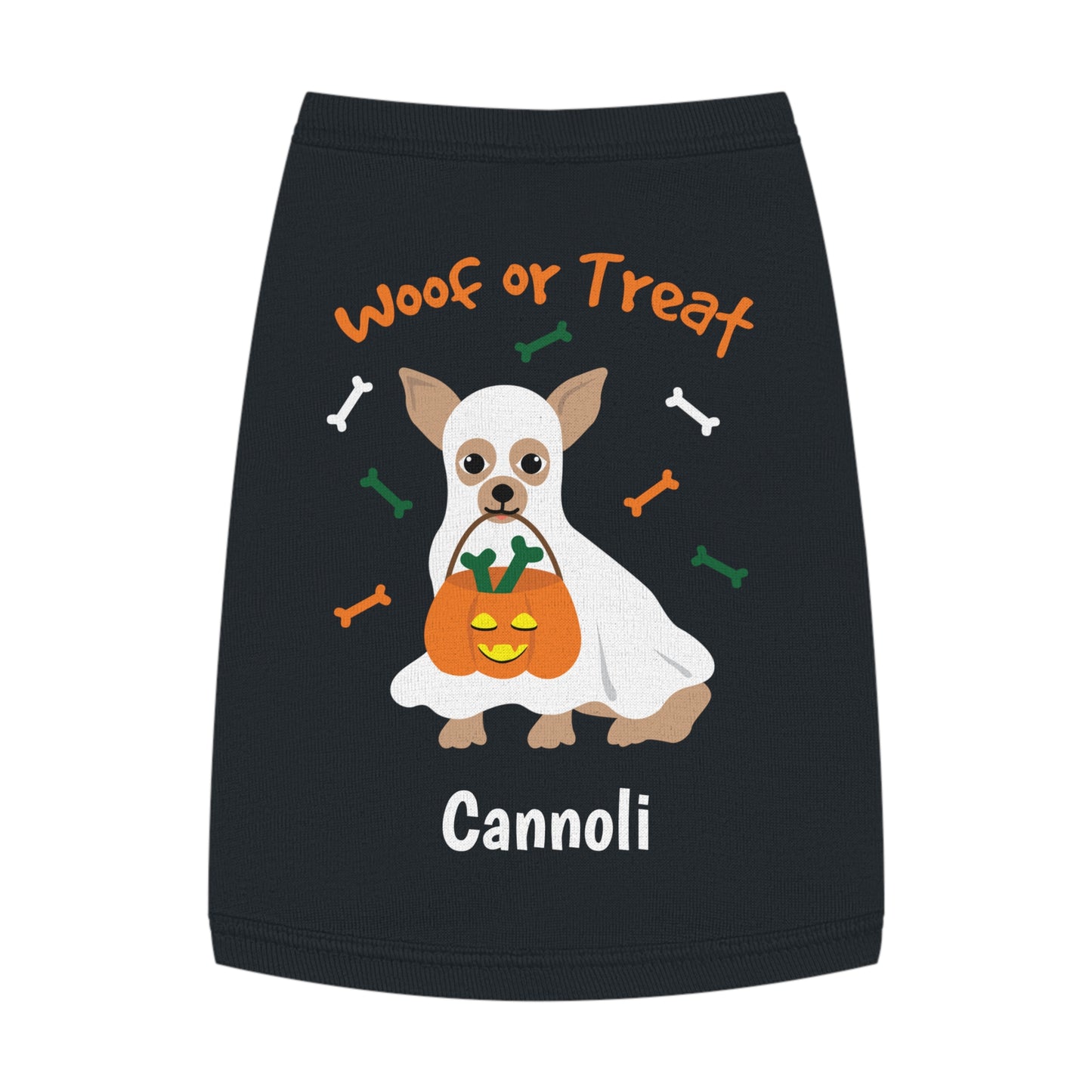 Camiseta regata personalizada para animais de estimação de Halloween com nome