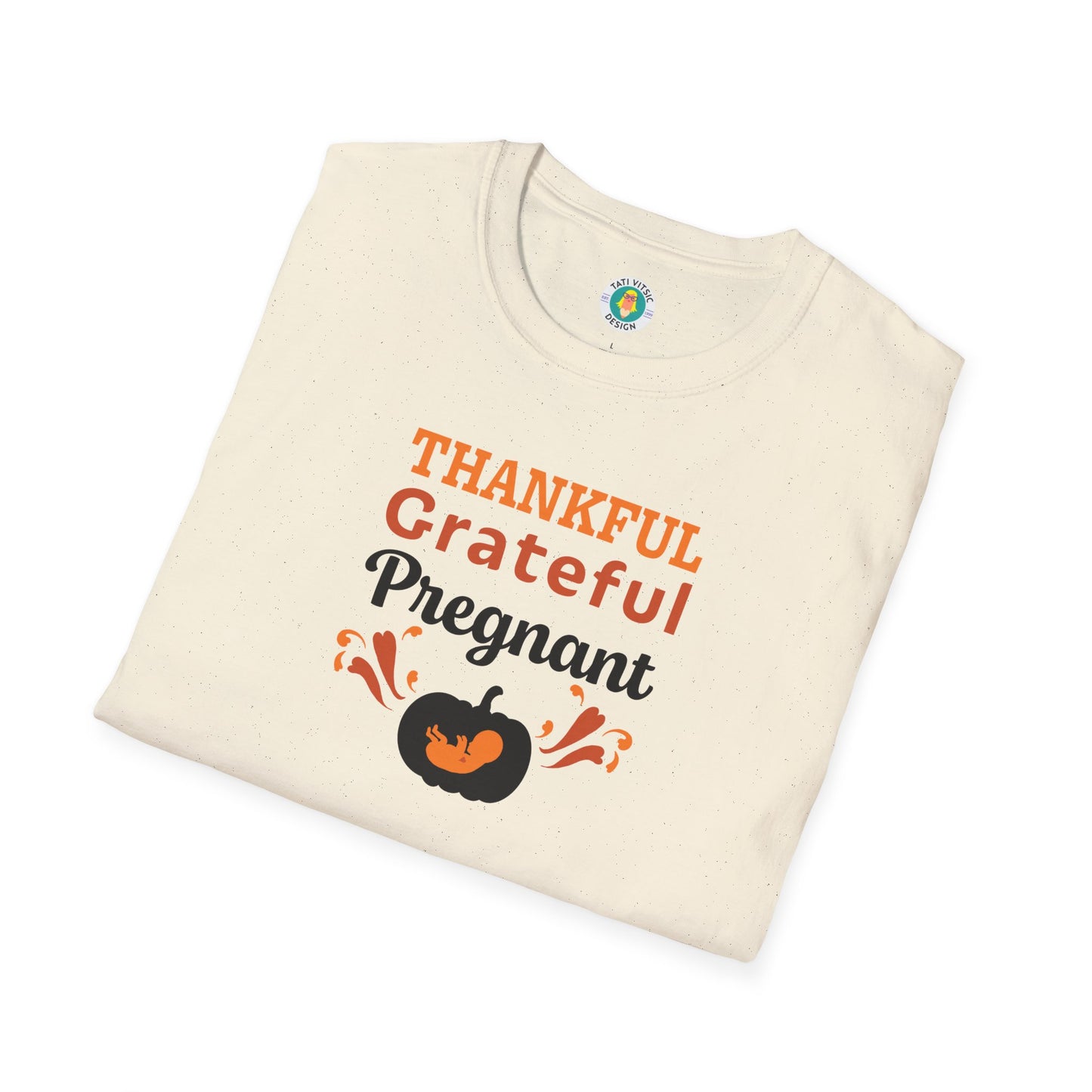Thankful Grateful Pregnant T-Shirt - Thanksgiving Pregnancy Announcement