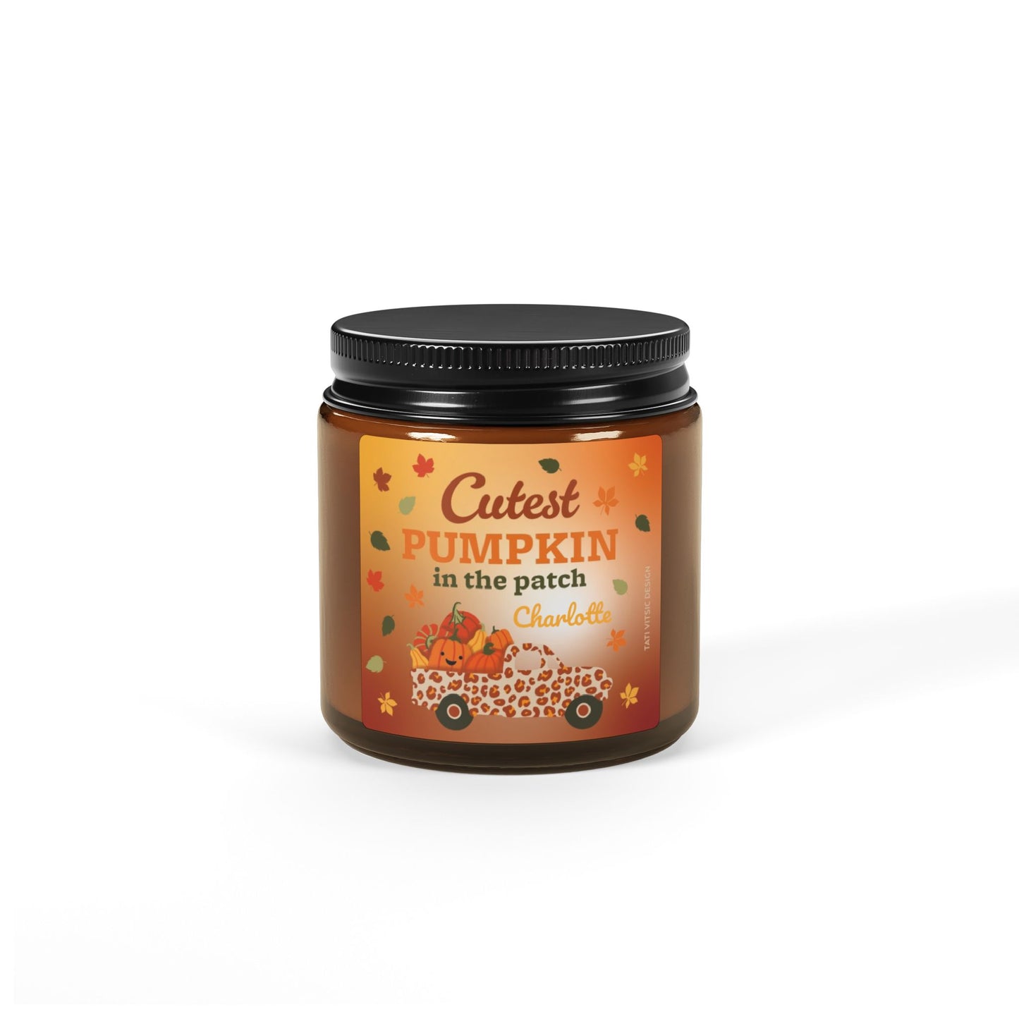 Custom Name Fall Scented Soy Candle (Brown Glass Jar) - Cutest Pumpkin in the Patch