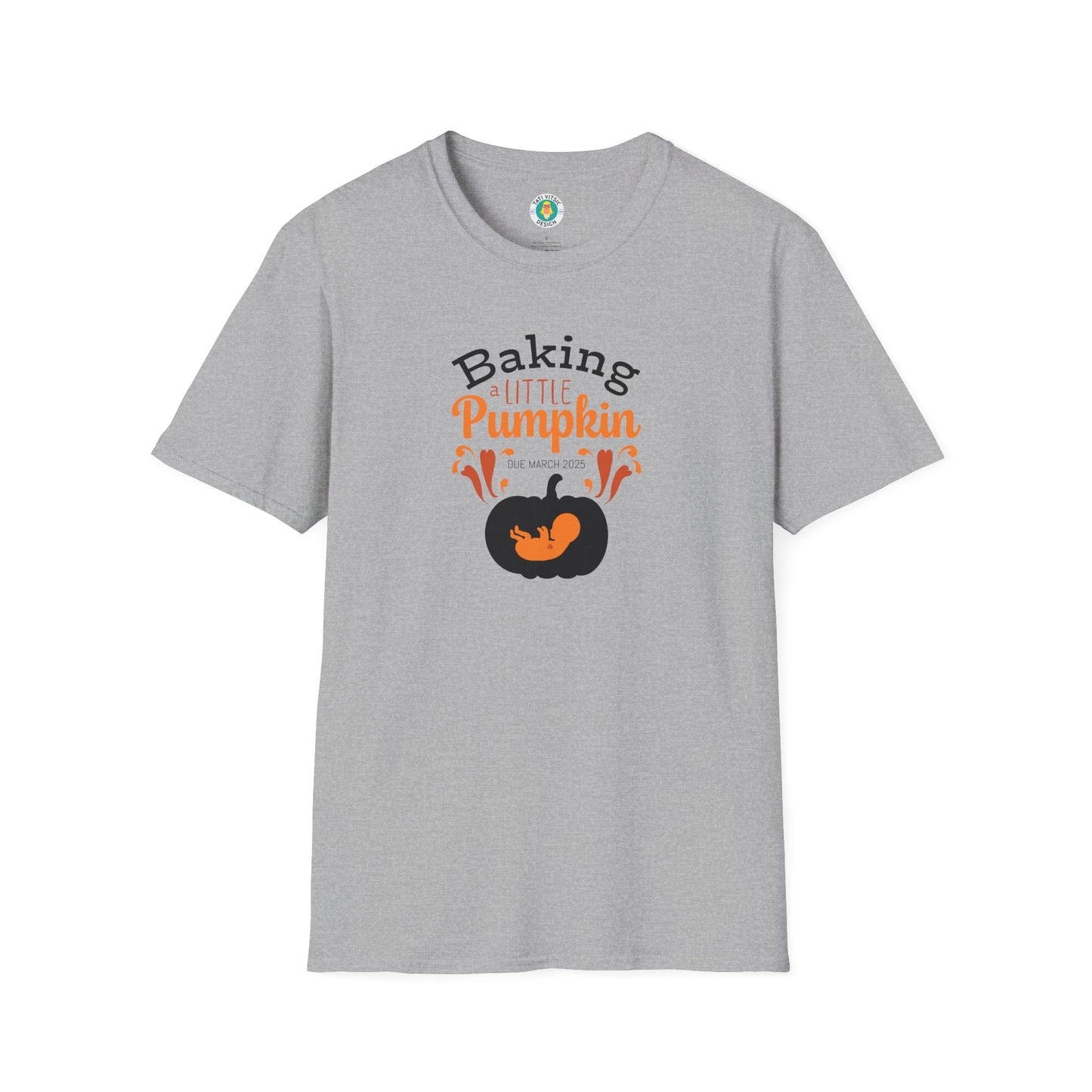 Baking a Little Pumpkin T-Shirt - Thanksgiving Pregnancy Announcement with Custom Due Date