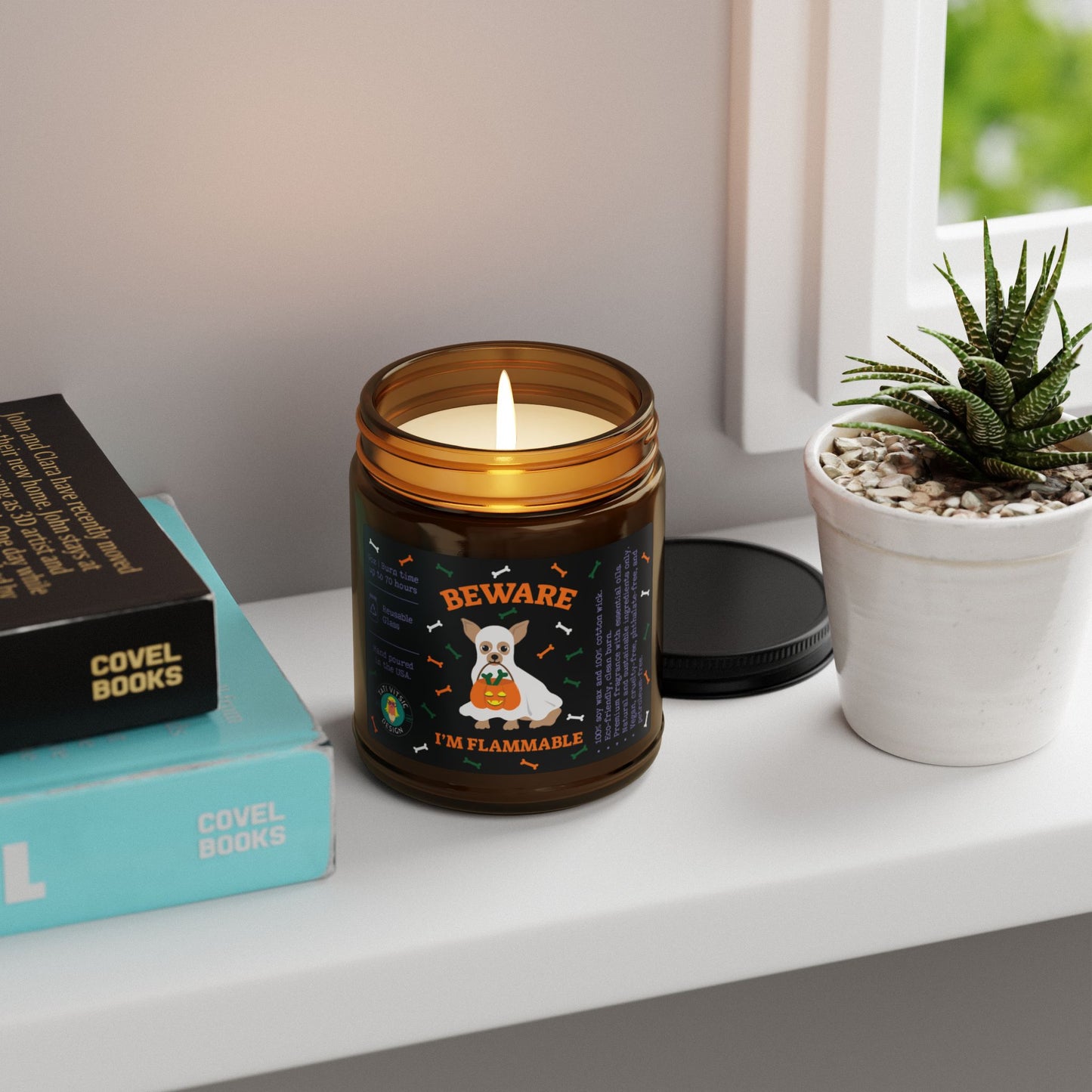Vela de soja com aroma de Halloween (frasco de vidro marrom)