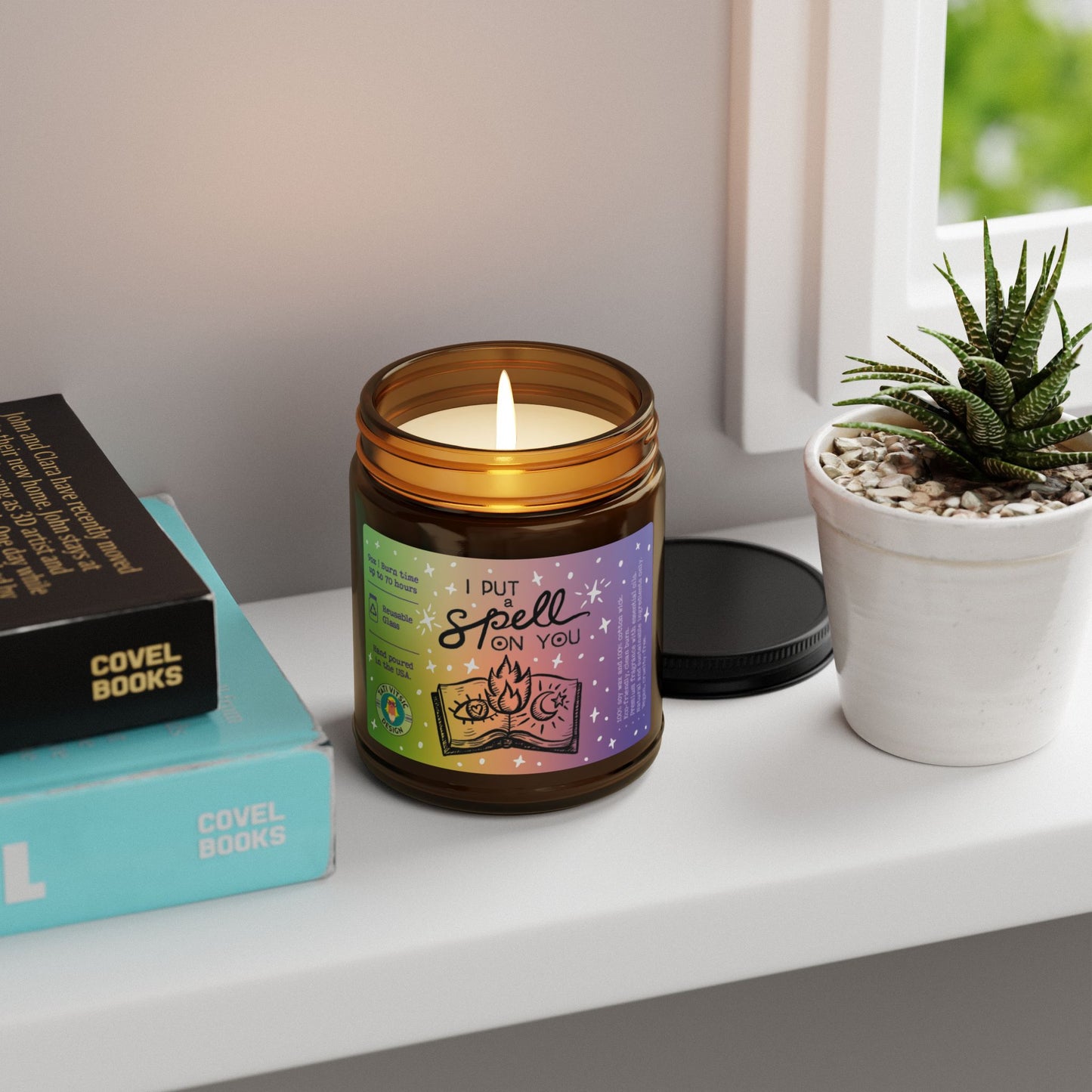 Scented Soy Candle (Brown Glass Jar) Great for Halloween - I Put a Spell on You