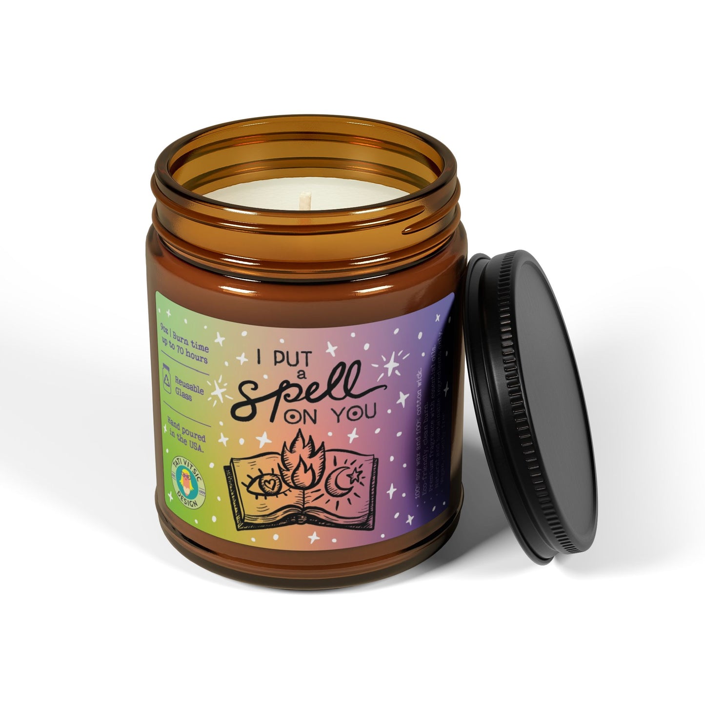 Scented Soy Candle (Brown Glass Jar) Great for Halloween - I Put a Spell on You