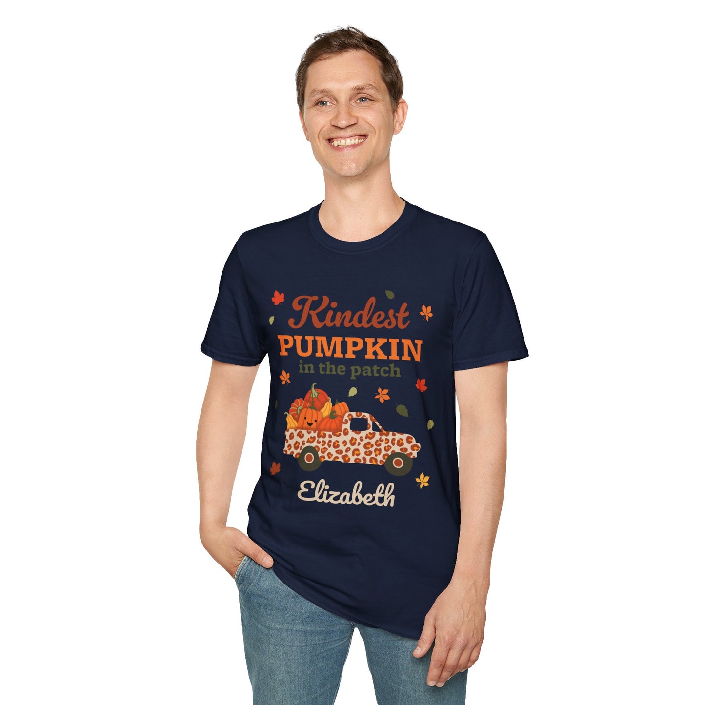 Custom Name Fall Unisex T-Shirt - Kindest Pumpkin in the Patch