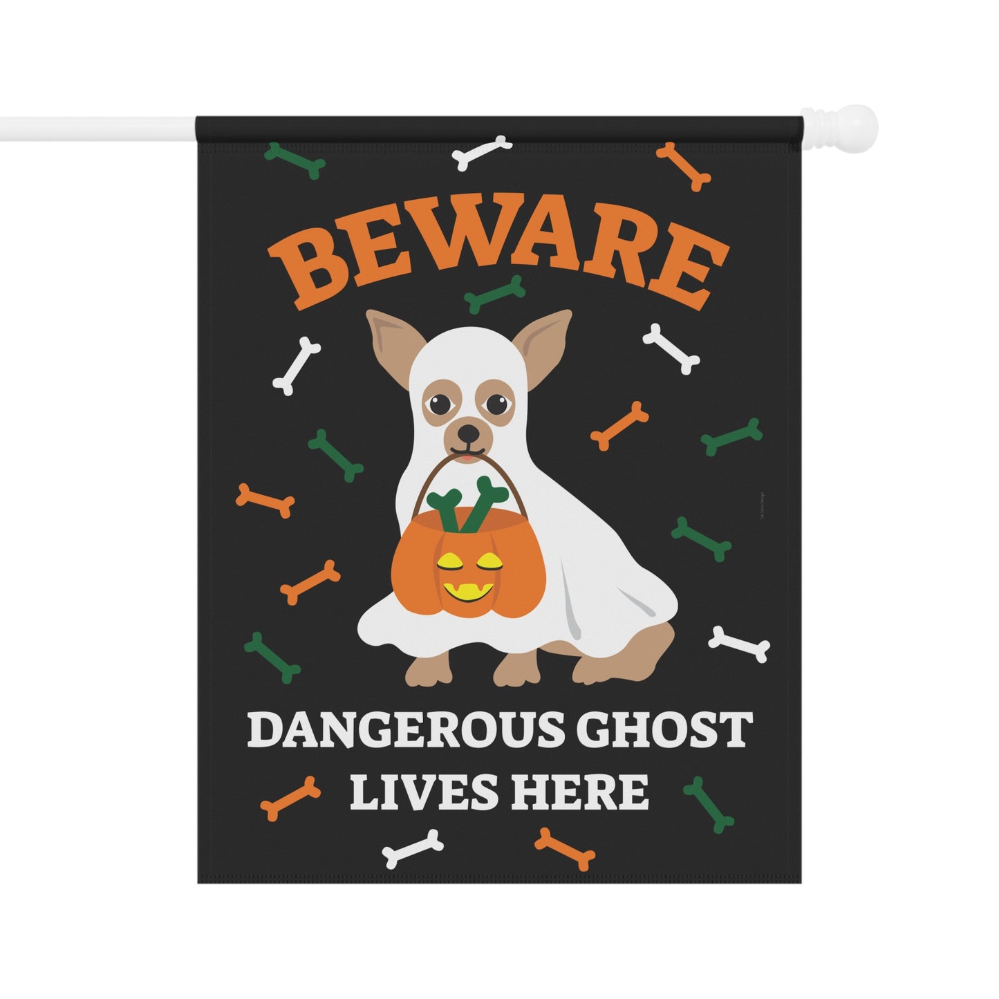 Banner de Halloween para jardim e casa - Cuidado, fantasma perigoso mora aqui